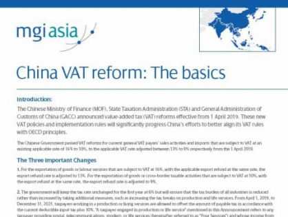 China VAT reforms summarised in new whitepaper by MGI Worldwide accounting association member firm LehmanBrown