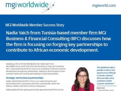 Tunisia-based member firm MGI Business & Financial Consulting (BFC) is focused on helping African economic growth