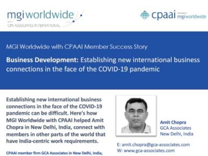 Members establish new international business connections in the face of the COVID-19 pandemic with the help of MGI Worldwide with CPAAI